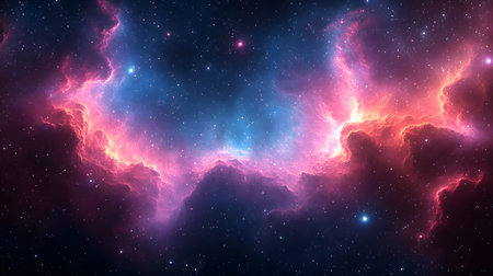 Cosmic-style background with colorful nebula and stars. Ideal for sci-fi, dreams, or...