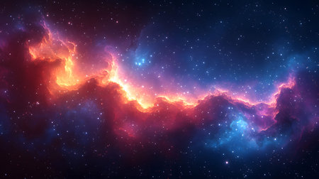 Cosmic-style background with colorful nebula and stars. Ideal for sci-fi, dreams, or...