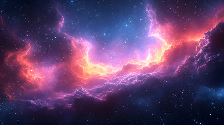 Cosmic-style background with colorful nebula and stars. Ideal for sci-fi, dreams, or...
