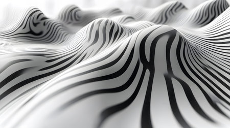 Monochrome line art background with wavy patterns. Great for minimal design, posters, and elegant...