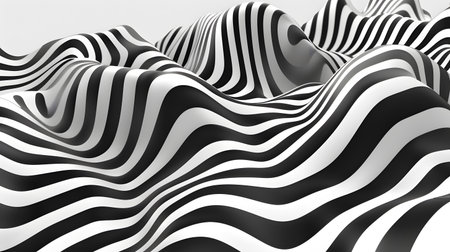 Monochrome line art background with wavy patterns. Great for minimal design, posters, and elegant abstract visuals.の写真素材