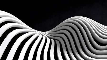 Monochrome line art background with wavy patterns. Great for minimal design, posters, and elegant abstract visuals.の写真素材