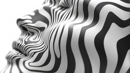 Monochrome line art background with wavy patterns. Great for minimal design, posters, and elegant abstract visuals.の写真素材