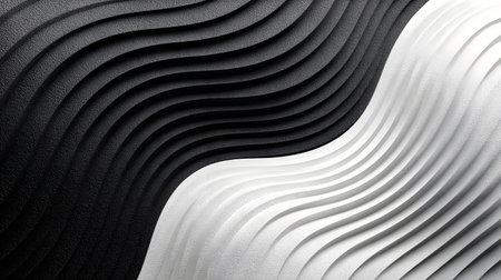 Monochrome line art background with wavy patterns. Great for minimal design, posters, and elegant abstract visuals.の写真素材