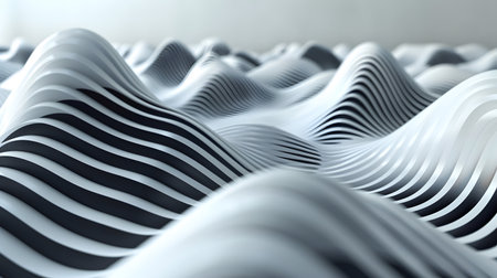 Monochrome line art background with wavy patterns. Great for minimal design, posters, and elegant abstract visuals.の写真素材