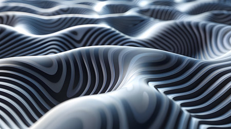 Monochrome line art background with wavy patterns. Great for minimal design, posters, and elegant abstract visuals.の写真素材