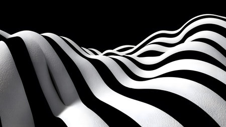 Monochrome line art background with wavy patterns. Great for minimal design, posters, and elegant abstract visuals.の写真素材