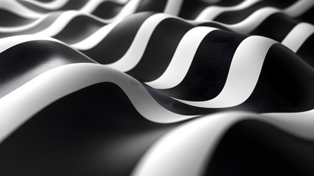 Monochrome line art background with wavy patterns. Great for minimal design, posters, and elegant abstract visuals.の写真素材