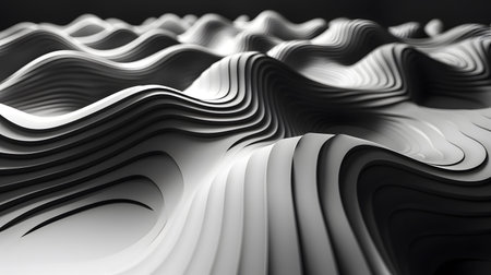 Monochrome line art background with wavy patterns. Great for minimal design, posters, and elegant...