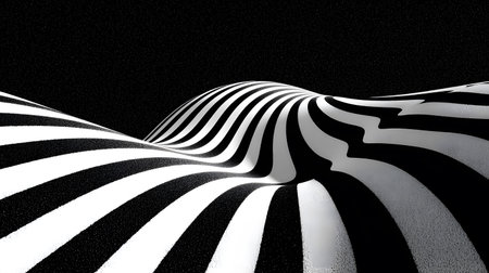 Monochrome line art background with wavy patterns. Great for minimal design, posters, and elegant abstract visuals.の写真素材