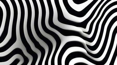 Monochrome line art background with wavy patterns. Great for minimal design, posters, and elegant abstract visuals.の写真素材