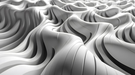 Monochrome line art background with wavy patterns. Great for minimal design, posters, and elegant abstract visuals.の写真素材