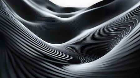 3D abstract wave texture with smooth flowing lines and soft lighting. Modern minimal background design for presentations, websites, and digital art projects.の写真素材