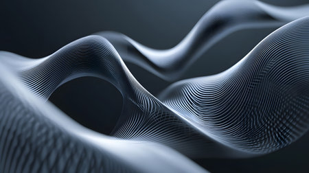 3D abstract wave texture with smooth flowing lines and soft lighting. Modern minimal background design for presentations, websites, and digital art projects.の写真素材