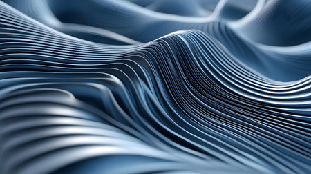 3D abstract wave texture with smooth flowing lines and soft lighting. Modern minimal background design for presentations, websites, and digital art projects.の写真素材