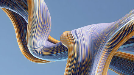 3D abstract wave texture with smooth flowing lines and soft lighting. Modern minimal background...