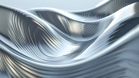 3D abstract wave texture with smooth flowing lines and soft lighting. Modern minimal background design for presentations, websites, and digital art projects.の写真素材