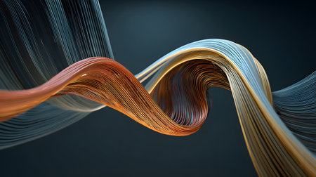 3D abstract wave texture with smooth flowing lines and soft lighting. Modern minimal background design for presentations, websites, and digital art projects.の写真素材