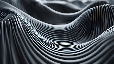 3D abstract wave texture with smooth flowing lines and soft lighting. Modern minimal background design for presentations, websites, and digital art projects.の写真素材