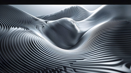3D abstract wave texture with smooth flowing lines and soft lighting. Modern minimal background...