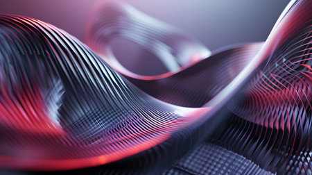 3D abstract wave texture with smooth flowing lines and soft lighting. Modern minimal background design for presentations, websites, and digital art projects.の写真素材