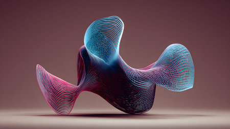 3D abstract wave texture with smooth flowing lines and soft lighting. Modern minimal background...