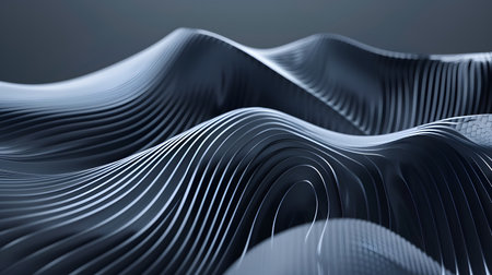 3D abstract wave texture with smooth flowing lines and soft lighting. Modern minimal background design for presentations, websites, and digital art projects.の写真素材