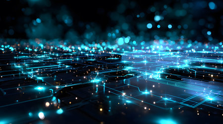 High-tech circuit board pattern with glowing lines. Great for technology presentations, websites,...