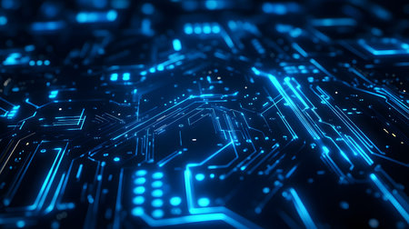 High-tech circuit board pattern with glowing lines. Great for technology presentations, websites,...