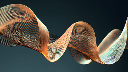3D abstract wave texture with smooth flowing lines and soft lighting. Modern minimal background...