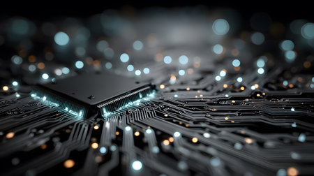 High-tech circuit board pattern with glowing lines. Great for technology presentations, websites,...