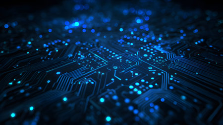 High-tech circuit board pattern with glowing lines. Great for technology presentations, websites,...