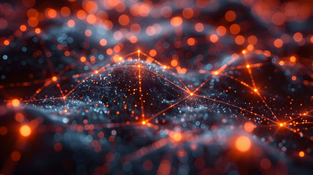 AI-inspired network background showing connections and nodes. Ideal for machine learning, big data,...