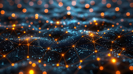 AI-inspired network background showing connections and nodes. Ideal for machine learning, big data, and innovation visuals.の写真素材