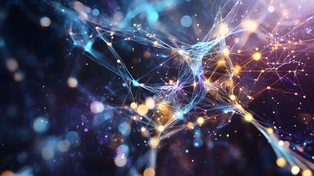 AI-inspired network background showing connections and nodes. Ideal for machine learning, big data,...