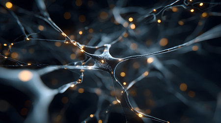 AI-inspired network background showing connections and nodes. Ideal for machine learning, big data,...