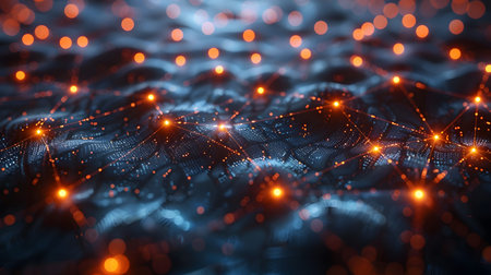 AI-inspired network background showing connections and nodes. Ideal for machine learning, big data,...