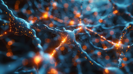 AI-inspired network background showing connections and nodes. Ideal for machine learning, big data, and innovation visuals.の写真素材