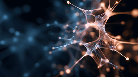 AI-inspired network background showing connections and nodes. Ideal for machine learning, big data,...