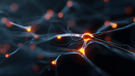 AI-inspired network background showing connections and nodes. Ideal for machine learning, big data,...