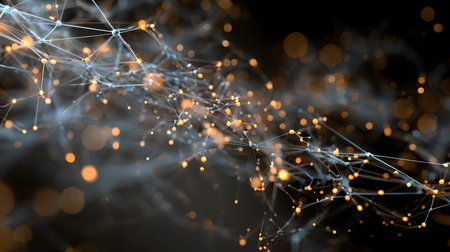AI-inspired network background showing connections and nodes. Ideal for machine learning, big data, and innovation visuals.の写真素材