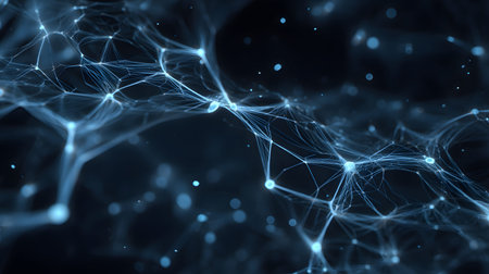 AI-inspired network background showing connections and nodes. Ideal for machine learning, big data,...