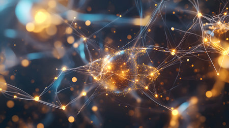 AI-inspired network background showing connections and nodes. Ideal for machine learning, big data,...