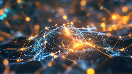 AI-inspired network background showing connections and nodes. Ideal for machine learning, big data,...