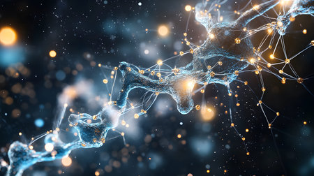 AI-inspired network background showing connections and nodes. Ideal for machine learning, big data,...