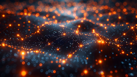 AI-inspired network background showing connections and nodes. Ideal for machine learning, big data,...