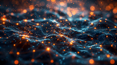 AI-inspired network background showing connections and nodes. Ideal for machine learning, big data,...