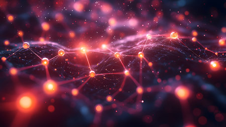 AI-inspired network background showing connections and nodes. Ideal for machine learning, big data,...
