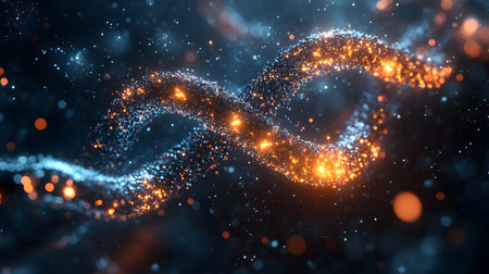 Futuristic background featuring DNA helix in a digital space. Perfect for biotechnology, AI in...