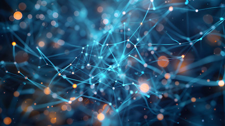 AI-inspired network background showing connections and nodes. Ideal for machine learning, big data,...